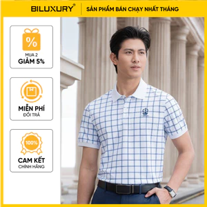 Áo Polo Nam Hoạ Tiết Kẻ Caro 9APCH524TRK Biluxury Form Slimfit Kháng Khuẩn Chống Nhăn Bền Màu