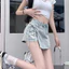Quần sooc jean giả váy chất đẹp dày dặn phối buộc nơ, Quần short bò lưng cao dây nơ đơn giản (HC30)