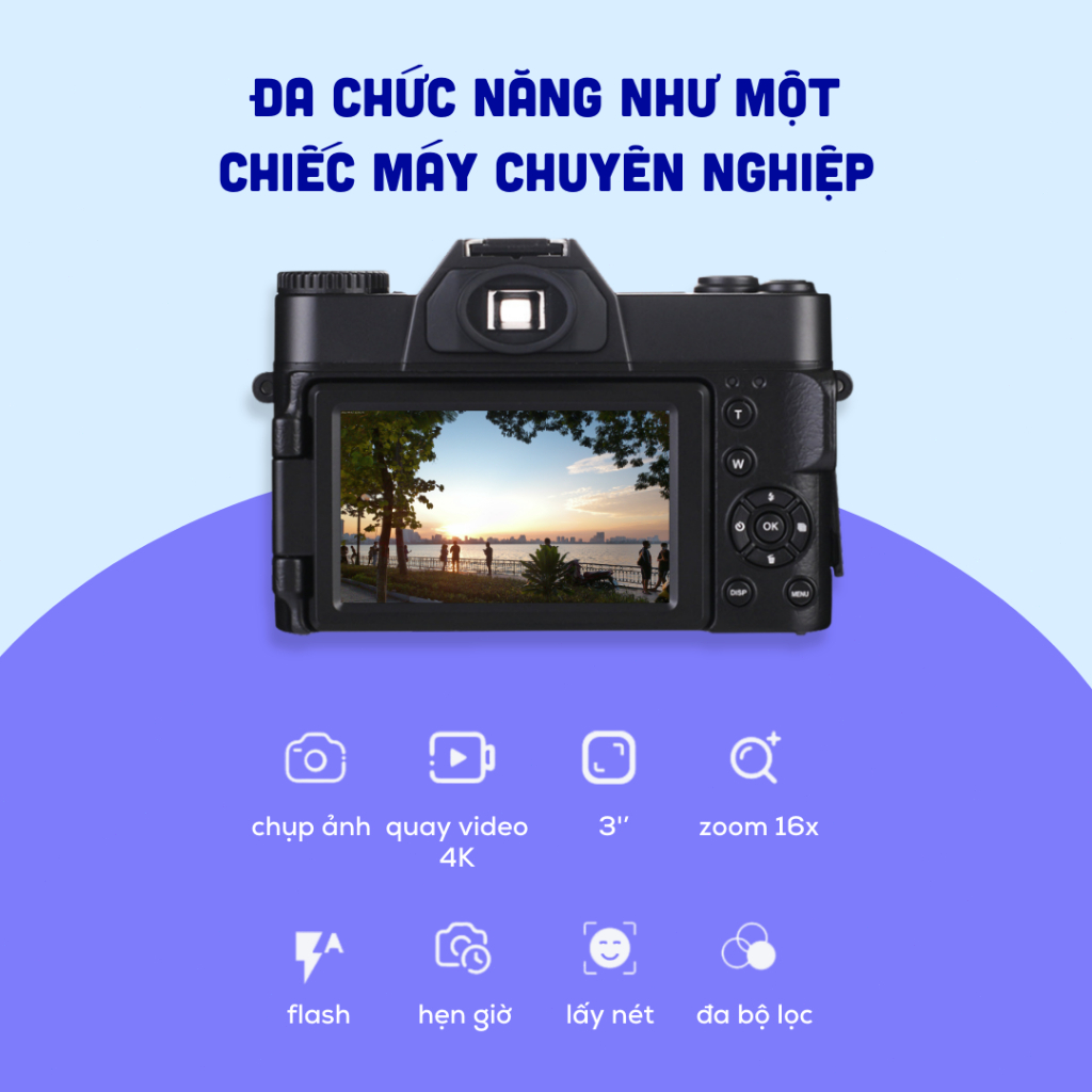 [Tặng thẻ nhớ] Máy Chụp Hình Retro 48MP Quay phim 4K UltraHD - giả lập màu phim, quay video slow-mo
