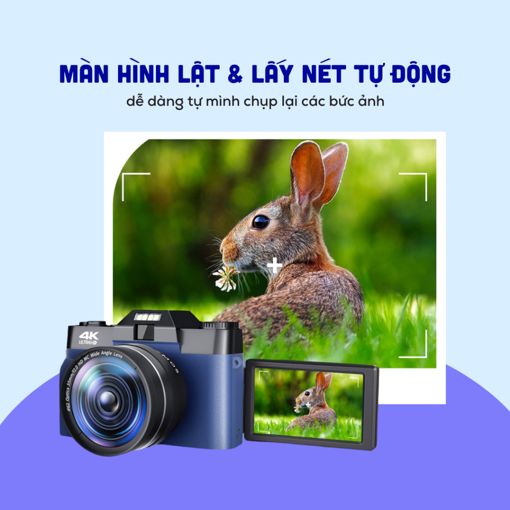 [Tặng thẻ nhớ] Máy Chụp Hình Retro 48MP Quay phim 4K UltraHD - giả lập màu phim, quay video slow-mo
