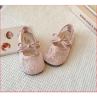 Giày Búp Bê MarryJane Vải Ren Thêu Hoa Kèm Quai Chun Nơ Cho Bé Gái K134