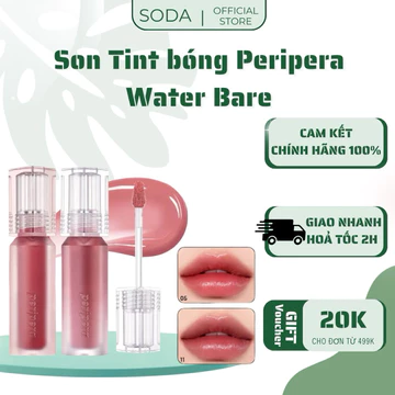Son Tint Bóng Peripera Water Bare Tint Ink 3.8g thiết kế nắp vuông chất son nhẹ cấp ẩm cao, lâu trôi