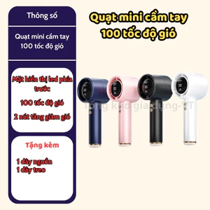 Quạt Cầm Tay Mini Gấp Gọn 100 Cấp Độ, Sạc Pin Tiện Dụng, Nhỏ Gọn, Dễ Mang Đi