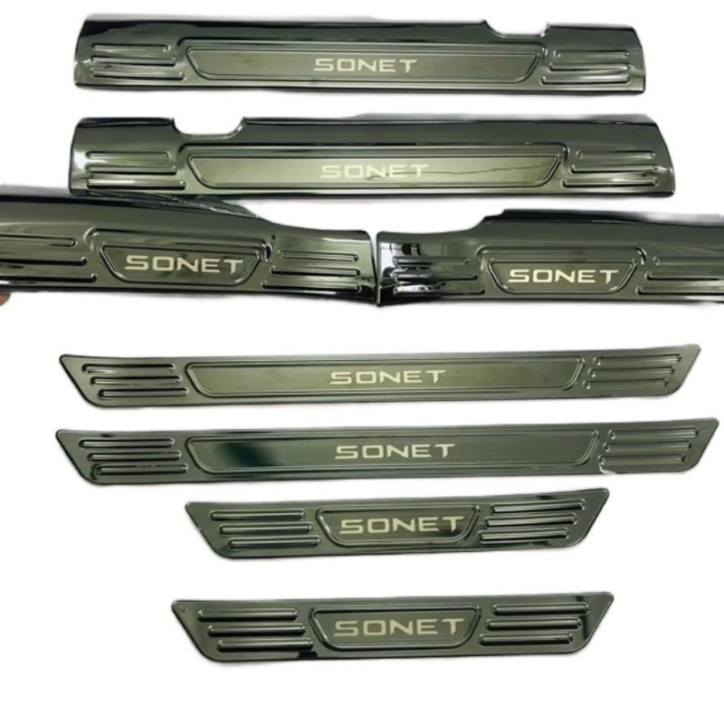 Ốp bậc cửa, nẹp bước chân xe KIA Sonet 2021-2025 vân Titan hàng cao cấp