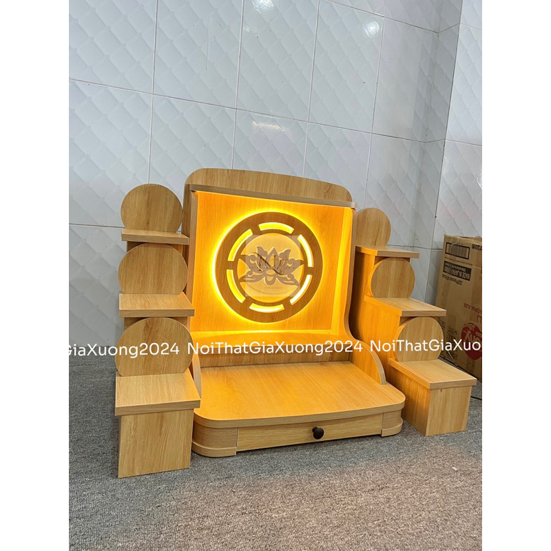 ( Có Đèn Led Sẵn ) COMBO: BÀN THỜ - TAM CẤP MÀU VÀNG B