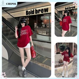 Áo Thun Nữ Chepol Cao Cấp, Form Rộng, In Chữ Nổi , Áo Phông Chất Cotton Co Dãn 4 chiều, Mềm Mịn, Dày Dặn- CP_x9055
