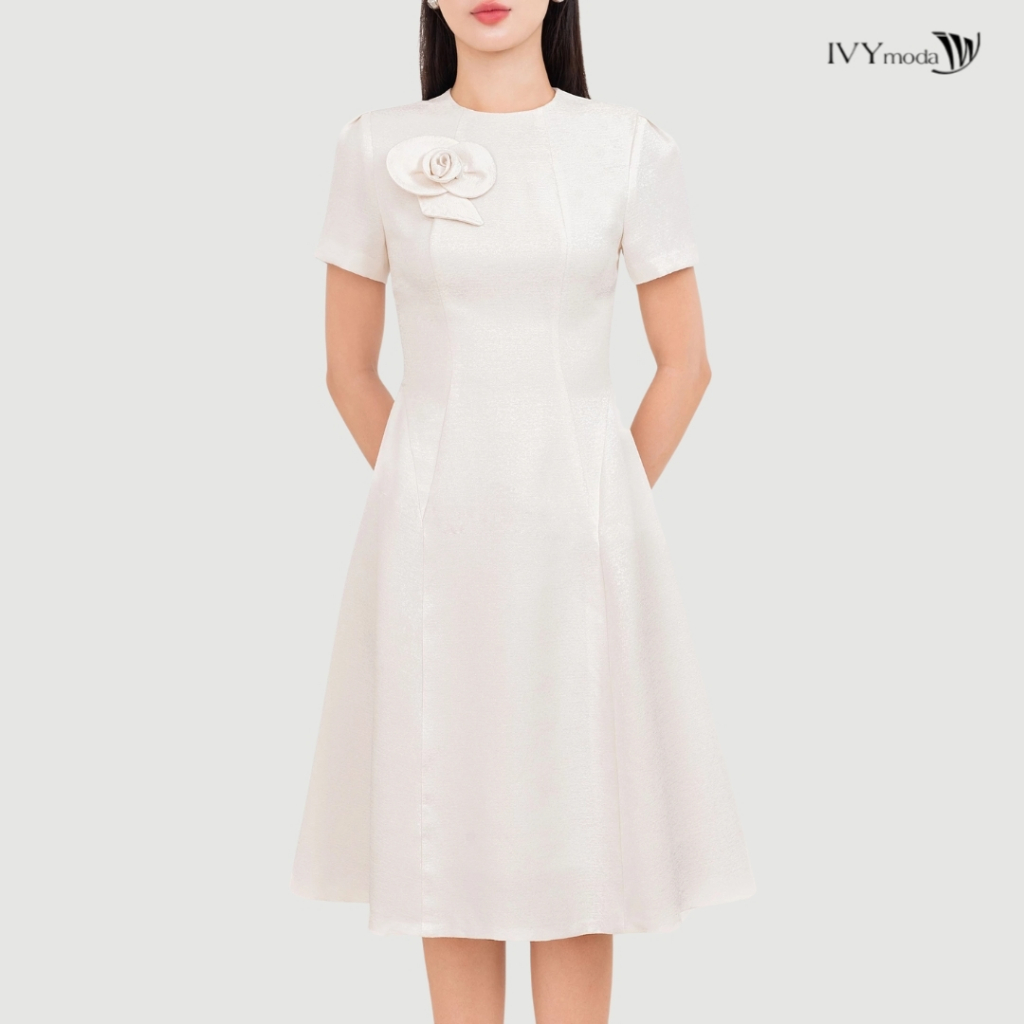 Ảnh Flower Accent Dress - Đầm xòe Oganza, Đầm công sở dự tiệc nữ IVY moda MS 48T0245 2