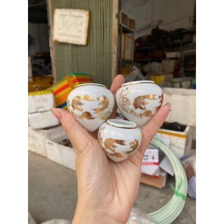 Cóng sứ chào mào vẽ vàng cóng sứ cho chim chào mào 1 bộ 3 món
