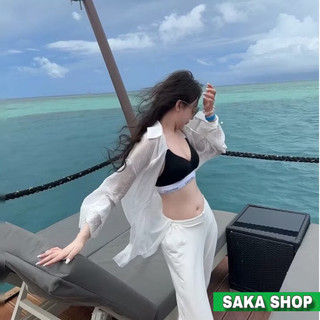 Áo sơ mi from rộng đũi lụa dài tay nữ phong cách Hàn Quốc