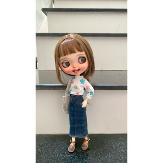 Set áo sơ mi váy jean size blythe,ob24