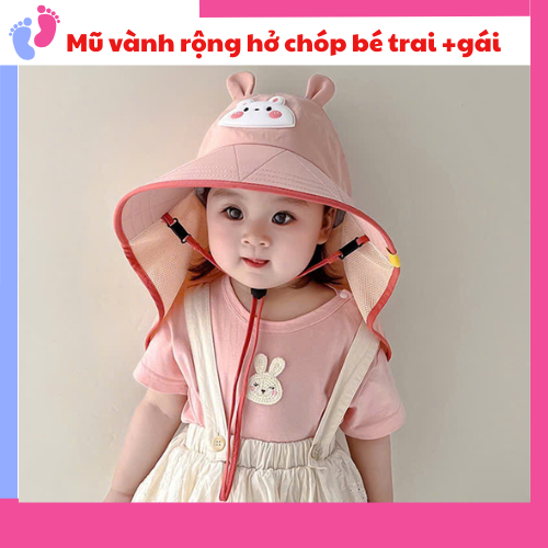 Mũ Vành Rộng Hở Chóp Hình Thú Đáng Yêu Che Nắng , Chống Nắng Cho Bé Thoáng Khí Chống Tia UV Cho Bé Từ 2-8 tuổi saubabi