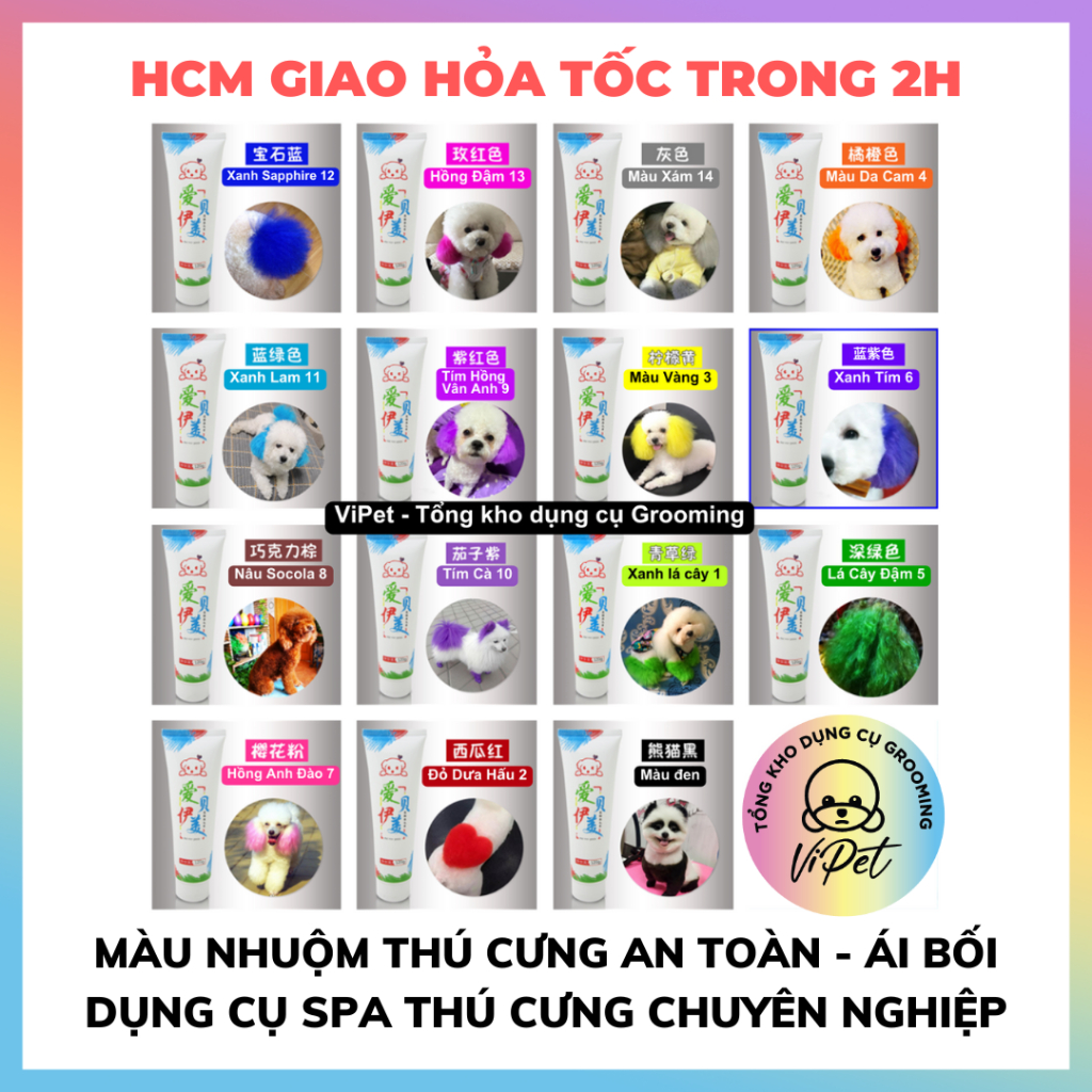 HỎA TỐC HCM) MÀU NHUỘM ÁI BỐI CHO THÚ CƯNG THUỐC NHUỘM CHÓ MÈO