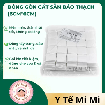 Bông Gòn Cắt Sẵn Bảo Thạch (6cm*6cm) | Bông Tẩy Trang Cắt Sẵn | Bông Gòn Cắt Sẵn