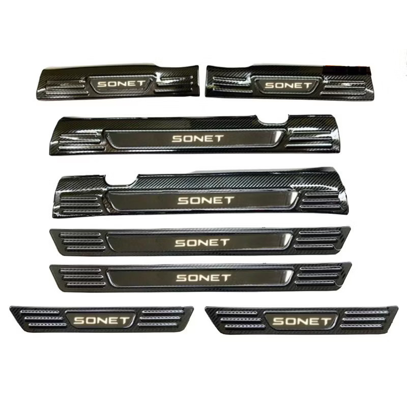 Ốp bậc cửa, nẹp bước chân xe KIA Sonet 2021-2025 Vân Carbon cao cấp