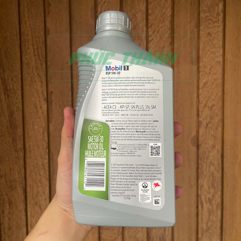 Thùng 6 Chai Dầu Nhớt Tổng Hợp Toàn Phần Ô-Tô MOBIL 1 ESP 5W30 946ml Nhập Khẩu USA - Chính Hãng