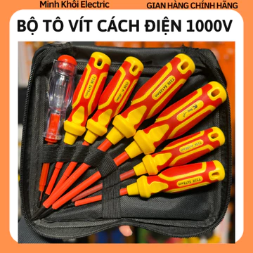 Bộ tua vít cách điện 1000v,bộ vít cách điện,bộ tô vít điện,tuốc nơ vít,tua vít,tua vít điện chống giật