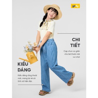 Quần jeans giấy bé gái YODY ống rộng có độ bền cao, thấm hút tốt GTJE25S009