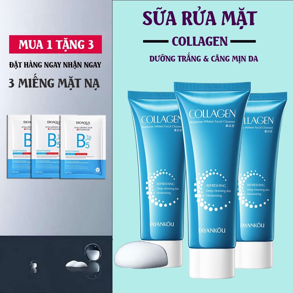 🔥【MUA 1 TẶNG 3】Sữa Rửa Mặt Collagen Dưỡng Ẩm Làm Sáng Da 100g - Kiềm Dầu, Làm Sạch Sâu, Thu Nhỏ Lỗ Chân Lôn(Freeship)