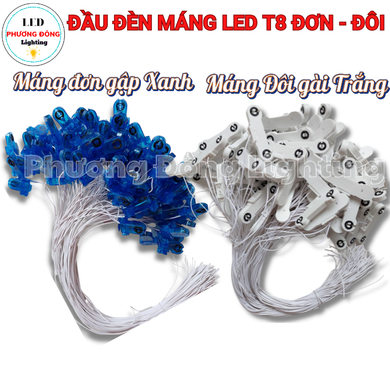 Đầu Máng Đèn LED T8 Đơn, Đôi có dây, Nhựa PC Chống Cháy