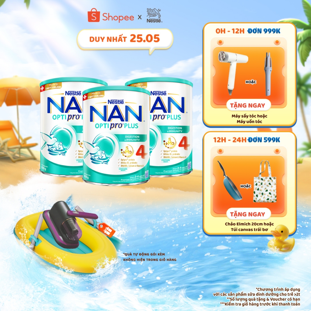 Ảnh Bộ 3 lon Sữa bột Nestlé NAN OPTIPRO PLUS 4 800g/lon với 5HMO Giúp tiêu hóa tốt 1
