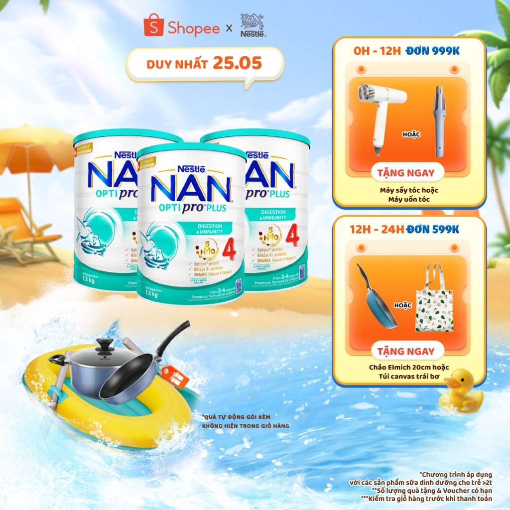 Ảnh Bộ 3 lon Sữa bột Nestlé NAN OPTIPRO PLUS 4 1500g/lon với 5HMO Giúp tiêu hóa tốt 1