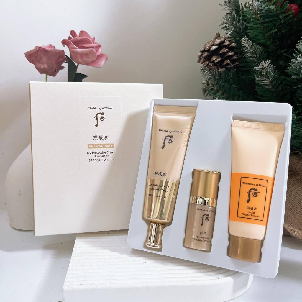 Set Kem chống nắng chống nhăn Whoo Wrinkle Sun sét 50ML SPF50+/PA+++