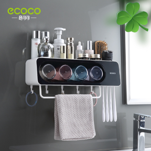 Bộ Giá Đựng Bàn Chải Đánh Răng & Cốc Súc Miệng Treo Tường Không Cần Khoan ECOCO 2113