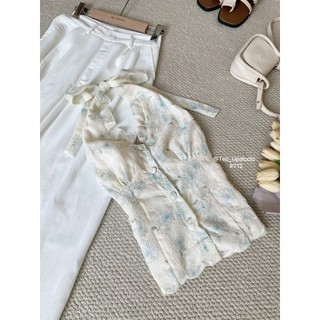 Áo Cổ Yếm Ren Hoa Xinh Yêu Bo Chun Sau Cực Trendy, Áo yếm buộc dây phối ren bèo trẻ trung nữ tính