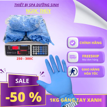 1Kg Găng tay y tế Nitrile xanh, trắng bao tay y tế chuyên dùng cho phòng khám, Spa phun xăm thẩm mỹ.