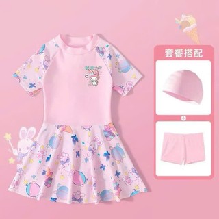 BK20 Bikini bé gái liền thân giả váy Kuromi, đồ bơi cho bé gái size 10-50kg, đồ bơi bé gái