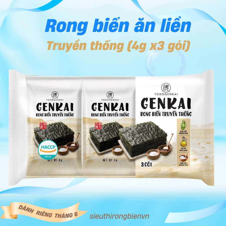 Rong biển miếng ăn liền cho bé 12gr (4gr*3 gói) vị truyền thống thương ...