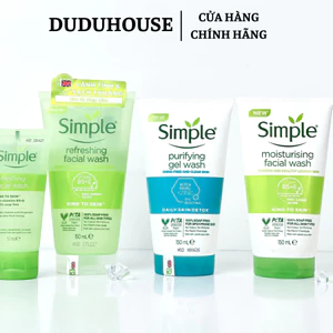 Sữa Rửa Mặt Simple Refreshing Facial Wash Dịu Nhẹ Cho Da Dầu Mụn, Nhạy Cảm 150ml Duduhouse