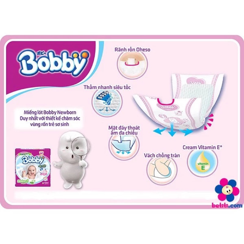 Tã dán Bobby S80/M76/L68/XL62/XXL56 Gạo Non mới- Lõi nén cotton-soft 3mm mua 4 tặng gấu ong