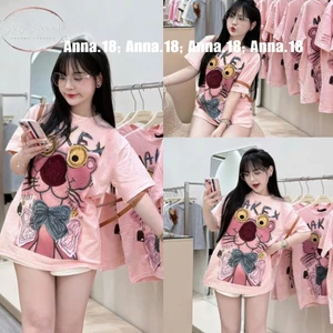 Áo phông cotton 4 CHIỀU form rộng _ form rộng ( 40- 70 KG) in HÌNH ( BÁO HỒNG ) CHẤT THẤM HÚT THOÁNG MÁT