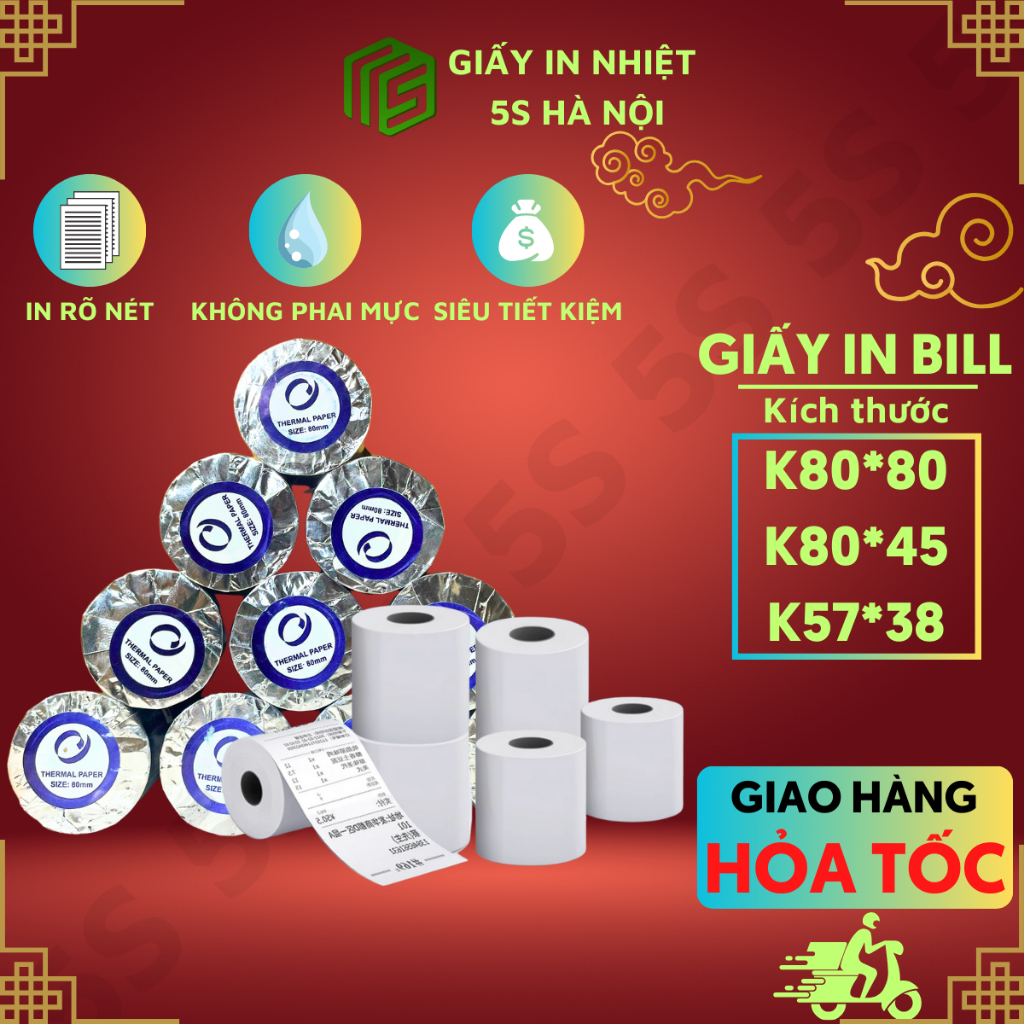 Giấy In Bill K80 K57 In Hóa Đơn Bán Lẻ POS Taxi Giá Rẻ