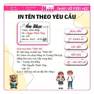 Nhãn Vở Môn Học LỚP 10, 11, 12 Phong Cách Tối Giản Black & White, Nhãn Dán CẤP 3 Gồm 24 Nhãn Vở Kèm 8 Nhãn Gáy/Note.