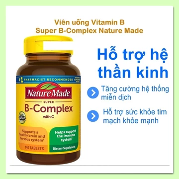 Viên uống Vitamin B Super B Complex Nature Made [Hàng Mỹ]