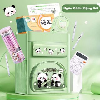 Túi Sách Đi Học Cho Bé Hình Gấu Trúc Phi Hành Công Chúa Dễ Thương - Túi Kèm Dây Đeo Chắc Chắn Nhiều Ngăn Cho Bé Đi Học