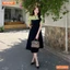Đầm thiết kế BEMINE cổ đức tay phồng đính nơ dáng chữ A phù hợp đi làm, đi chơi-MT10104
