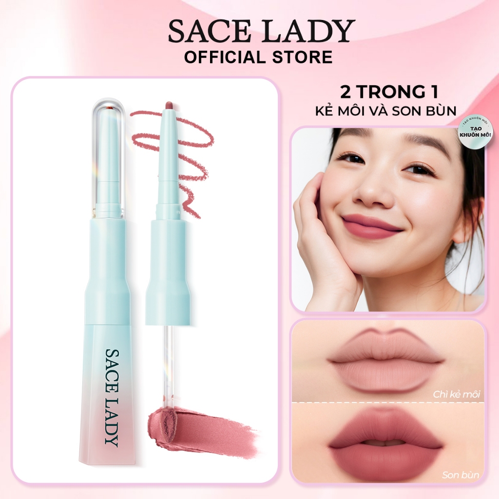2 IN 1 Son Môi SACE LADY Không bết dính  nhẹ mềm mịn lì son ParisLine 2g