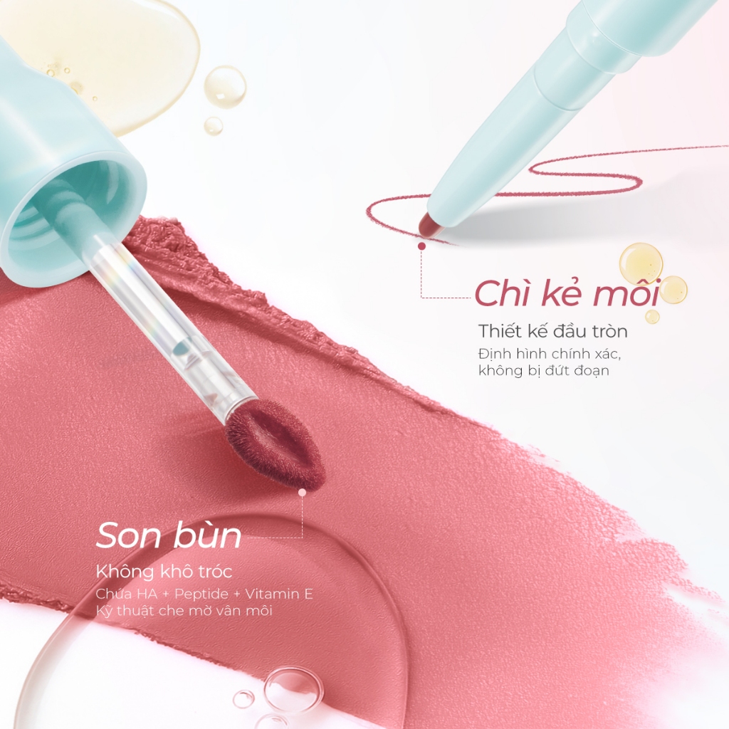 2 IN 1 Son Môi SACE LADY Không bết dính  nhẹ mềm mịn lì son ParisLine 2g