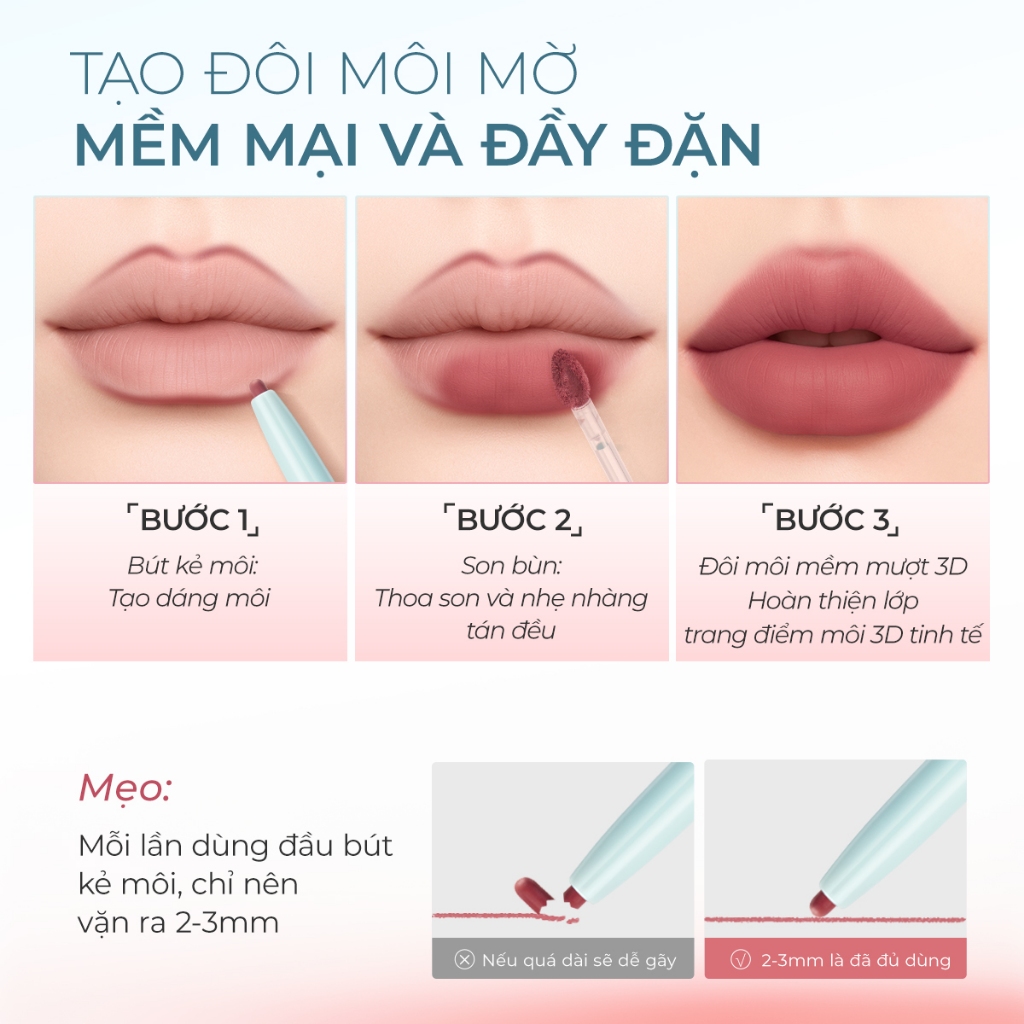 2 IN 1 Son Môi SACE LADY Không bết dính  nhẹ mềm mịn lì son ParisLine 2g