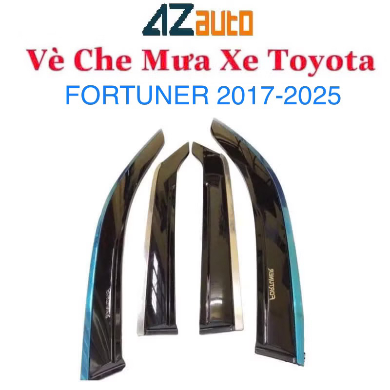 Vè che mưa xe Toyota Fortuner 2017-2026 chỉ inox sáng bóng hàng cao cấp