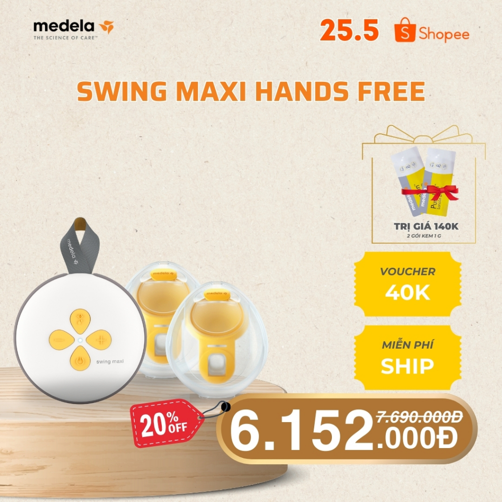 Ảnh Máy hút sữa Medela Swing Maxi Hands Free | Có pin sạc tích hợp, chân sạc USB-C, hệ thống khép kín 1