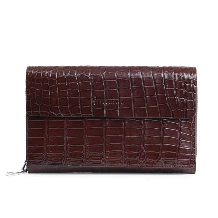 Ví cầm tay Clutch da cá sấu nam Ftt Leather có nhiều ngăn tiện lợi bền bỉ sang trọng