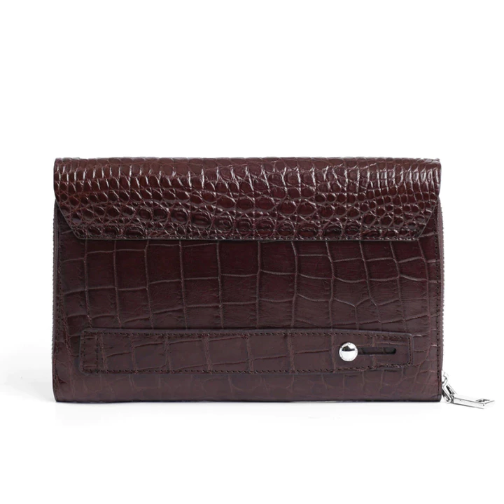Ví cầm tay Clutch da cá sấu nam Ftt Leather có nhiều ngăn tiện lợi bền bỉ sang trọng