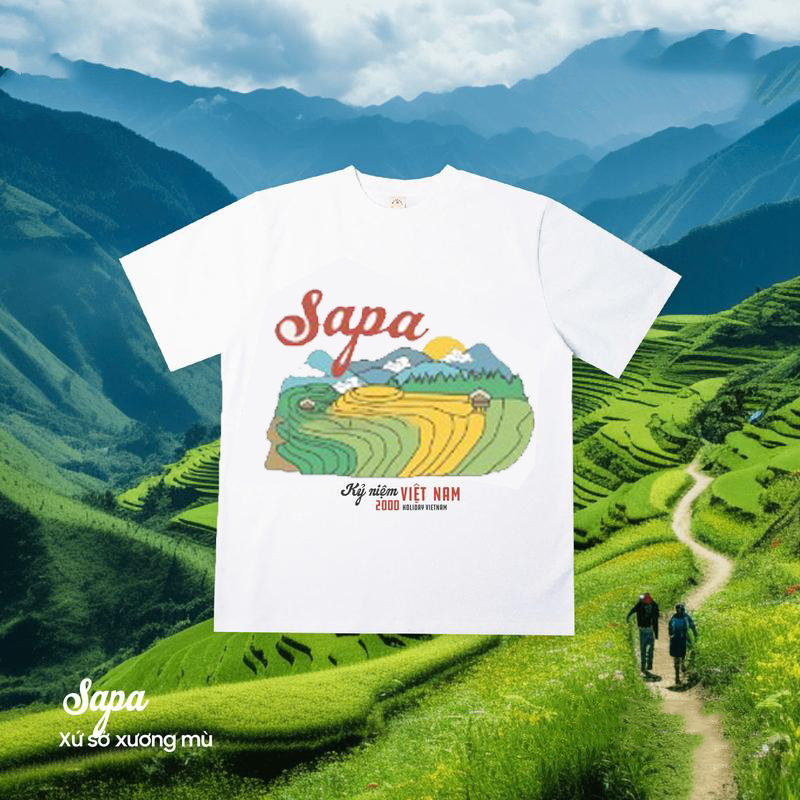 Áo thun Du lịch SAPA Áo phông du lịch các tỉnh kiểu dáng basic nam nữ trẻ em người lớn co dãn Cotton mát 2 chiều ta094