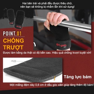 Lysin đai bảo vệ cổ tay da lộn, dây kéo lưng liftting straps găng tay tập gym deadlift nâng tạ  chống trượt thoáng khí