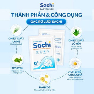 Gạc Rơ Lưỡi SACHI Dịch Chiết Lá Hẹ Dùng Vệ Sinh Răng Miệng An Toàn Cho Bé Từ 0 Tháng Tuổi
