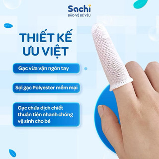 Gạc Rơ Lưỡi SACHI Dịch Chiết Lá Hẹ Dùng Vệ Sinh Răng Miệng An Toàn Cho Bé Từ 0 Tháng Tuổi